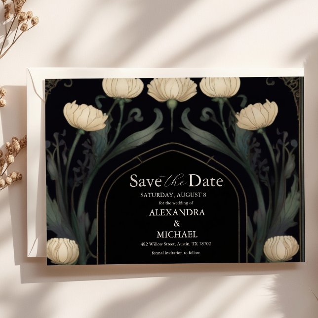 Save The Date Mariage européen Floral Art Nouveau (Créateur téléchargé)
