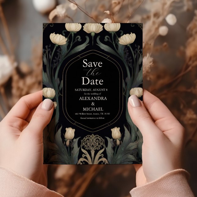 Save The Date Mariage européen Floral Art Nouveau (Créateur téléchargé)
