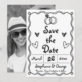 Save The Date Mariage fantaisiste tiré à la main
