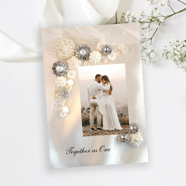 Save The Date Mariage Faux White Pearl and Diamond Buttons (Créateur téléchargé)