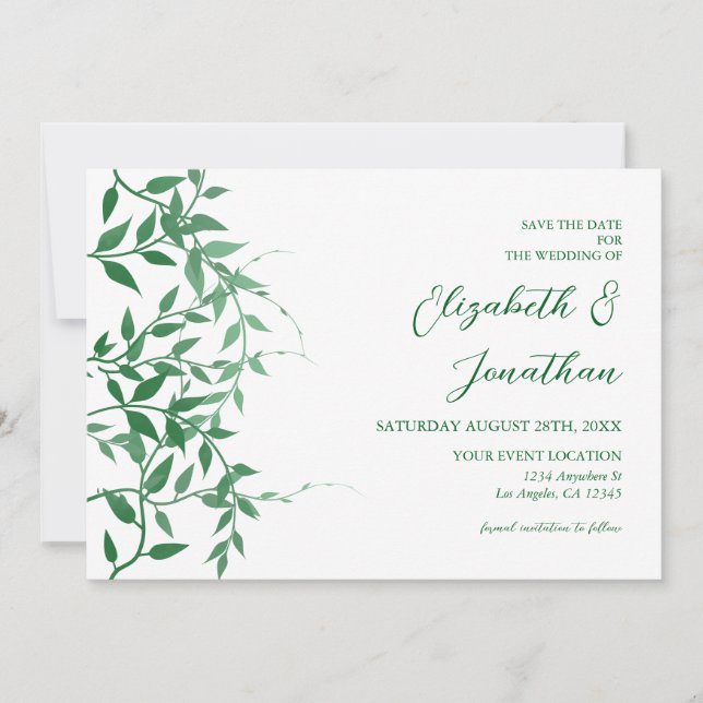 Save The Date Mariage Feuille rustique (Devant)