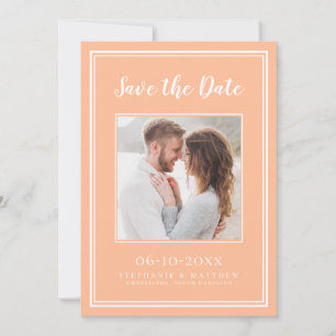 Save The Date Mariage Fiançailles Couple Photo Moderne Chic Peac
