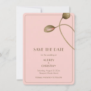 Save The Date Mariage Fleur de Coquelicot Aquarelle Rose Pâle