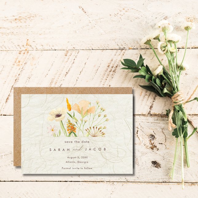 Save The Date Mariage Fleur sauvage capricieux (Whimsical Wildflowers Wedding Save The Date)