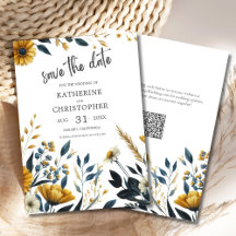 Mariage Fleur sauvage élégant bleu jaune
