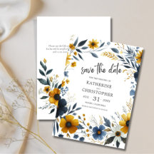 Mariage Fleur sauvage élégant bleu jaune