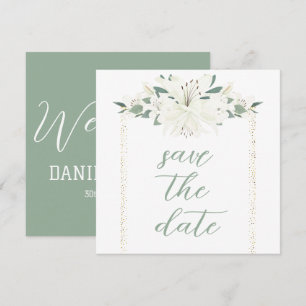 Save The Date Mariage Fleur sauvage élégant Charm Green