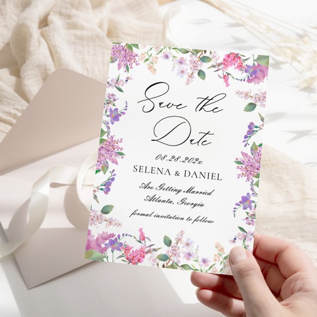 Save The Date Mariage Fleur sauvage Lavender Purple (Créateur téléchargé)