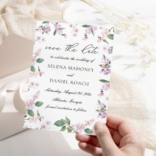 Save The Date Mariage Fleur sauvage moderne violet