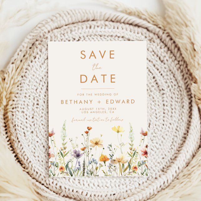 Save The Date Mariage Fleur sauvage rustique (Créateur téléchargé)