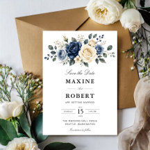 Mariage Fleurie Bleu Navy et Rose Ivoire