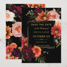 Mariage Fleurie Burgundy Noir Humeur Sombre Orange
