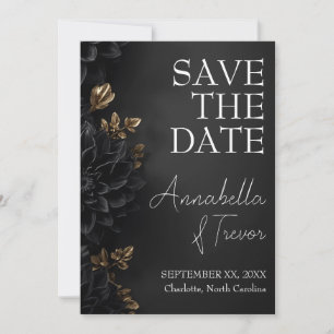Save The Date Mariage Fleuriste Noir Dahlia & Or Humeur