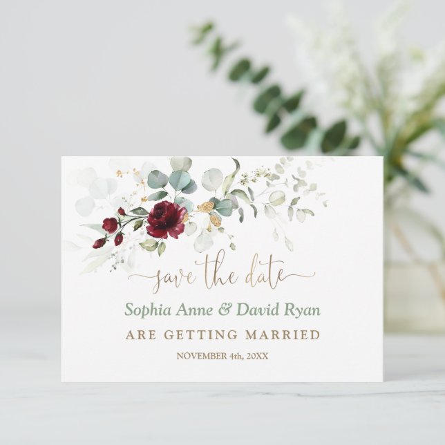 Save The Date Mariage Fleurs aériennes de Bourgogne à l'aquarell (Debout devant)
