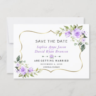Save The Date Mariage Fleurs de Lavande Cadre Doré