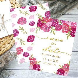 Save The Date Mariage Fleurs de Roses Roses Violettes et Roses J
