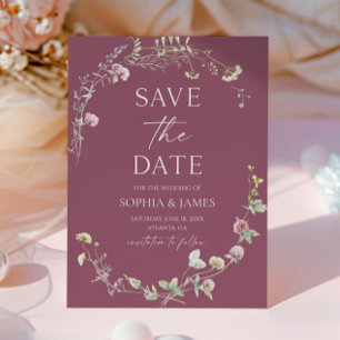 Save The Date Mariage Fleurs Florales Élégantes de Fleurs Sauvag