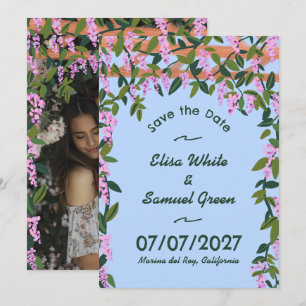 Save The Date Mariage Fleurs Personnalisées avec Vignes de Glyci