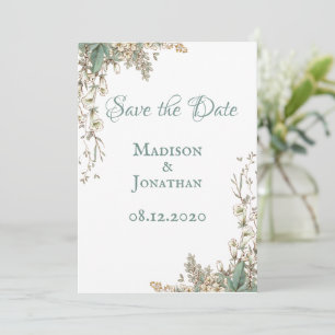 Save The Date Mariage floral à la végétation élégante