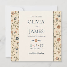 Mariage Floral à Motif Terracotta et Navy