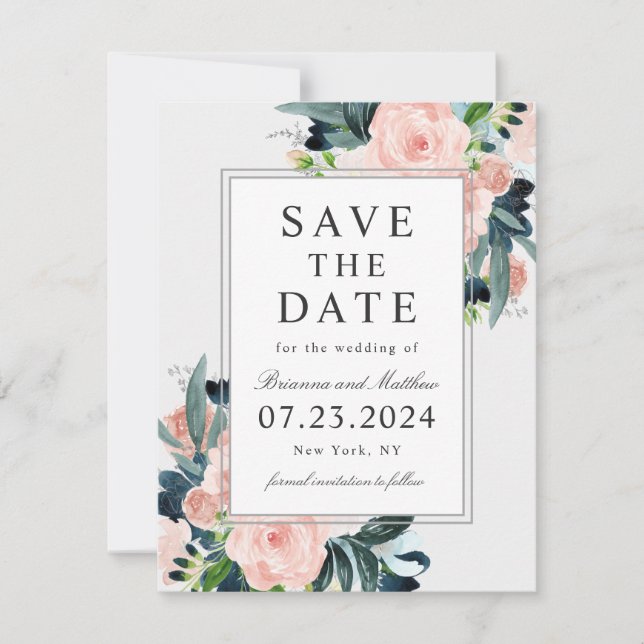 Save The Date Mariage floral armé Enregistrer la date (Devant)
