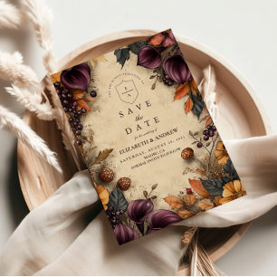 Save The Date Mariage Floral Automnal au Prunier Sombre