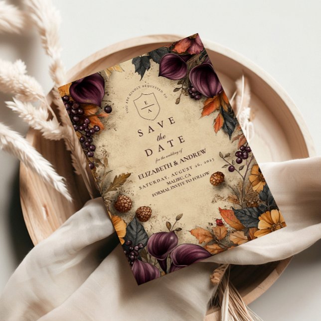 Save The Date Mariage Floral Automnal au Prunier Sombre (Créateur téléchargé)