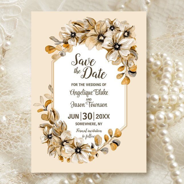 Save The Date Mariage Floral Automnal Rustique (Créateur téléchargé)