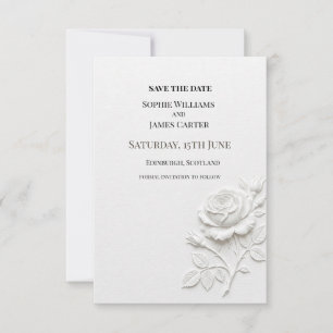 Save The Date Mariage Floral Blanc