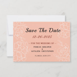 Save The Date Mariage floral blanc de corail moderne