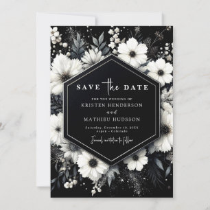 Save The Date Mariage floral blanc d'élégance simple