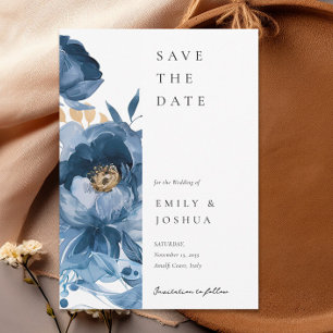 Save The Date Mariage floral bleu bleu de Dusky