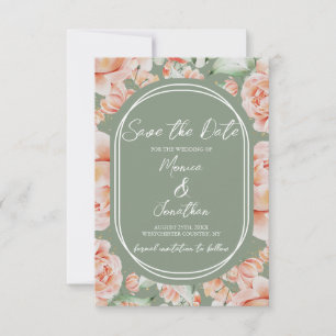 Save The Date Mariage floral bleu rustique Sage Green