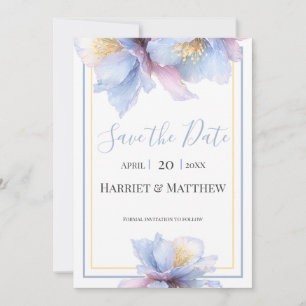 Save The Date Mariage Floral Botanique Pastel Artistique