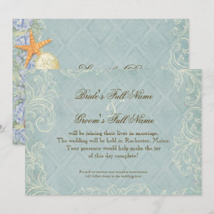 Save The Date Mariage Floral Cottage au bord de la mer coquillag