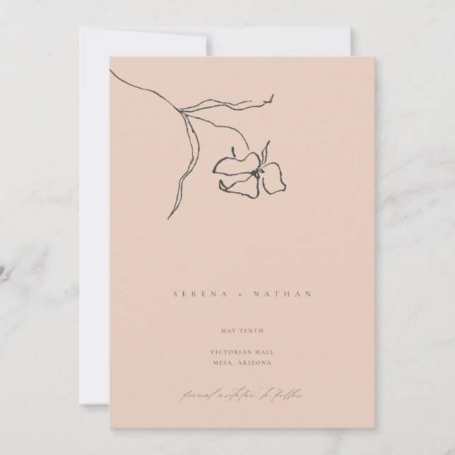 Save The Date Mariage floral d'art fin et délicieux minimal (Devant)