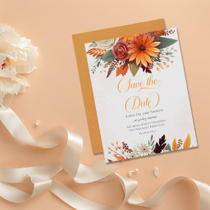 Save The Date Mariage floral d'automne du coucher du soleil