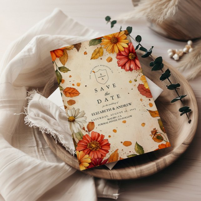 Save The Date Mariage floral de la marguerite d'automne (Créateur téléchargé)