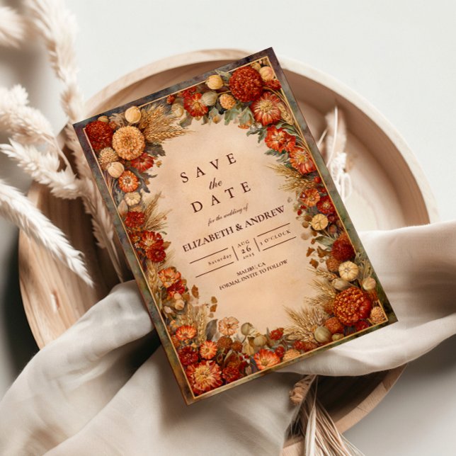 Save The Date Mariage Floral de la Récolte d'Automne (Créateur téléchargé)