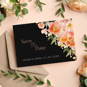 Save The Date Mariage Floral de Pêche Orange Aquarelle moderne