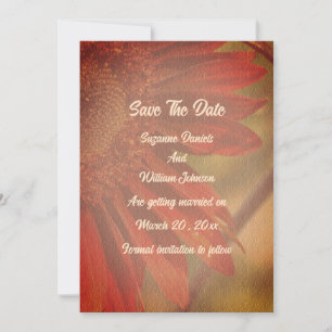 Save The Date Mariage floral de tournesol orange