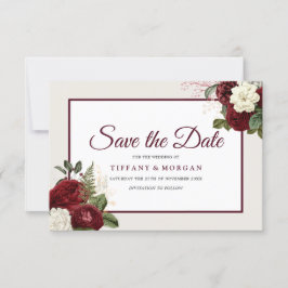 Save The Date Mariage Floral Élégant Romantique Bourgogne