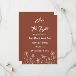 Save The Date Mariage floral élégant romantique en terre cuite