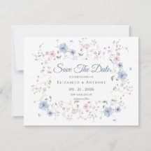 Mariage Floral Élégant Rose & Bleu Poussiéreux  Sa