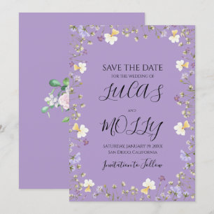 Save The Date Mariage Floral Estival Fleur Sauvage Violette