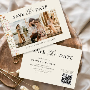 Save The Date Mariage Floral Fleur sauvage de code QR