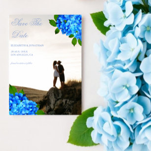 Save The Date Mariage Floral Hydrangea Bleu