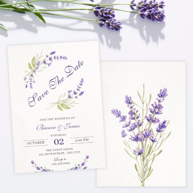 Save The Date Mariage floral lavande violette (Créateur téléchargé)