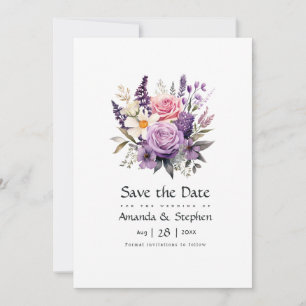 Save The Date Mariage floral Lavender numérique