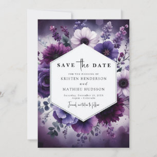 Save The Date Mariage floral mauve personnalisé